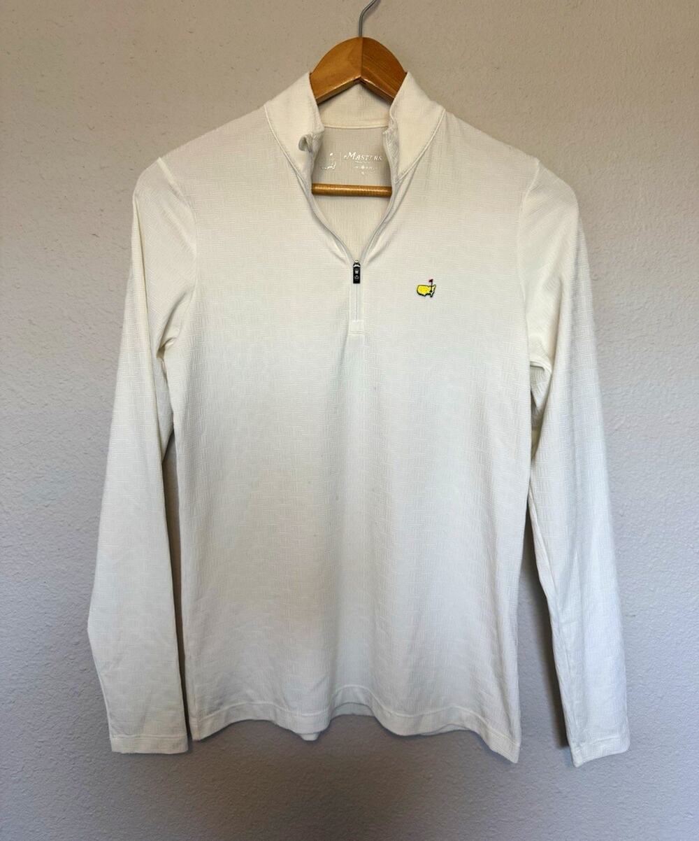 Tory Burch Masters Quarter Zip Ivory Women's Logo size S